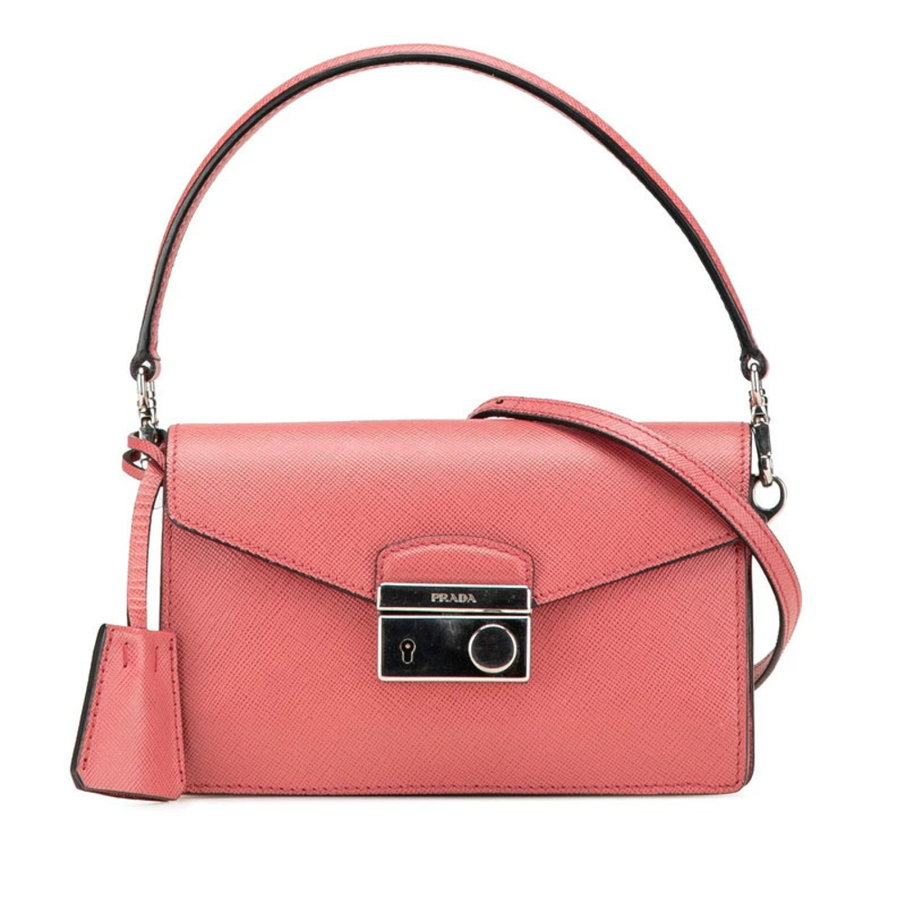 Prada 2way Shoulder Bag Pink Saffiano Leather